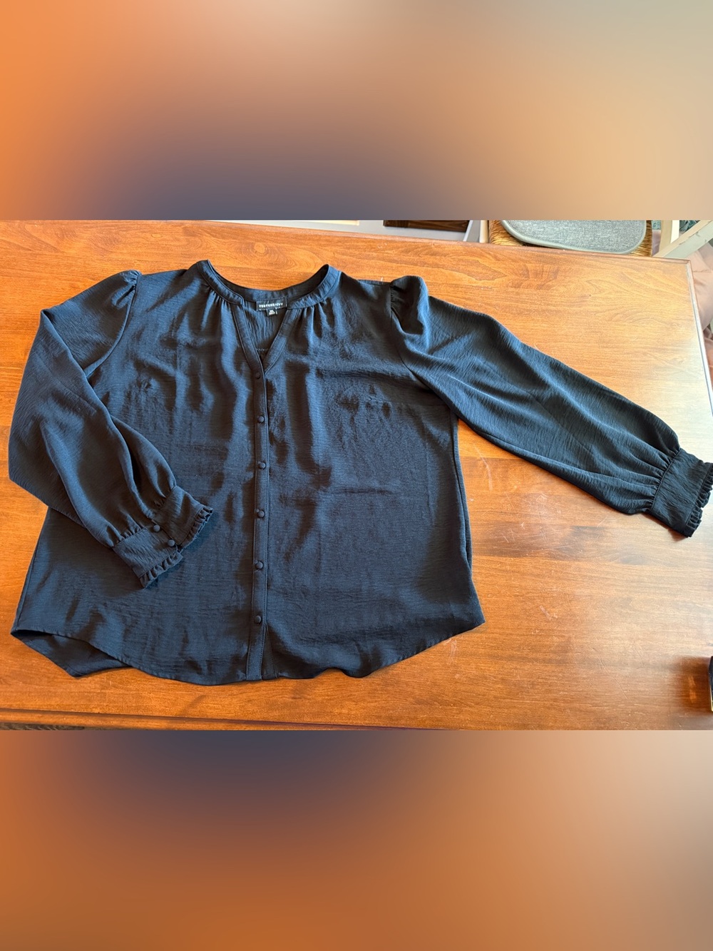 Fortune + Ivy Black Long-Sleeve Button-Front Blouse